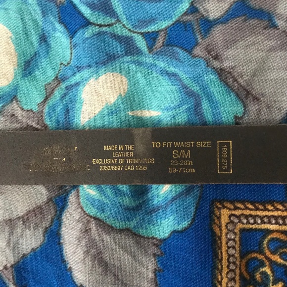 Nice leather black belt with gold trim design